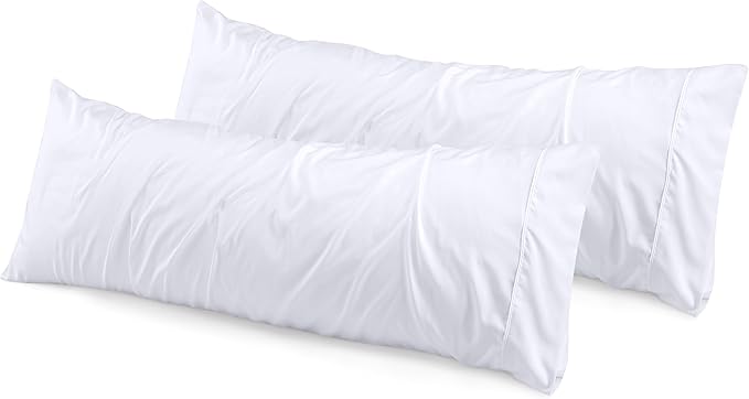 Utopia Bedding Body Pillow Cases - 2 Pack - Envelope Closure - Soft Brushed Microfiber Fabric - Shrinkage and Fade Resistant Pillow Covers 21 X 54 Inches (Body, White)