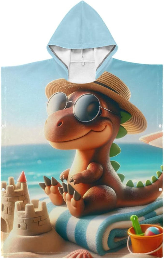 senya Kids Beach Towel, Dinosaur Beach Hooded Bath Pool Beach Towel Wrap Cover-ups Beach Poncho for Boys Girls