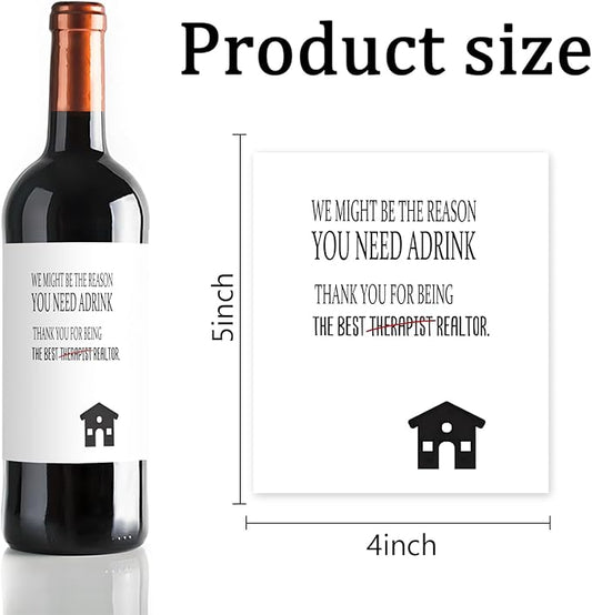 24 Pcs Realtor Wine Labels Real Estate Agent Wine Bottle Stickers Thank You Gifts Wine Labels for Bottles Gifts for Realtor Women Men