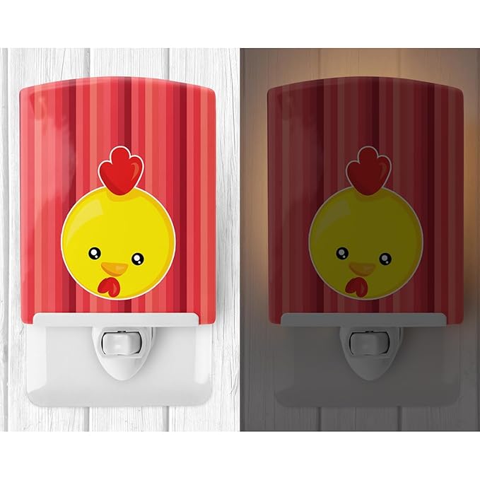 Caroline's Treasures BB6929CNL Chicken Face Ceramic Night Light Compact, UL-Certified, Ideal for Bedroom, Bathroom, Nursery, Hallway, Kitchen, 6x4x3, Multicolor