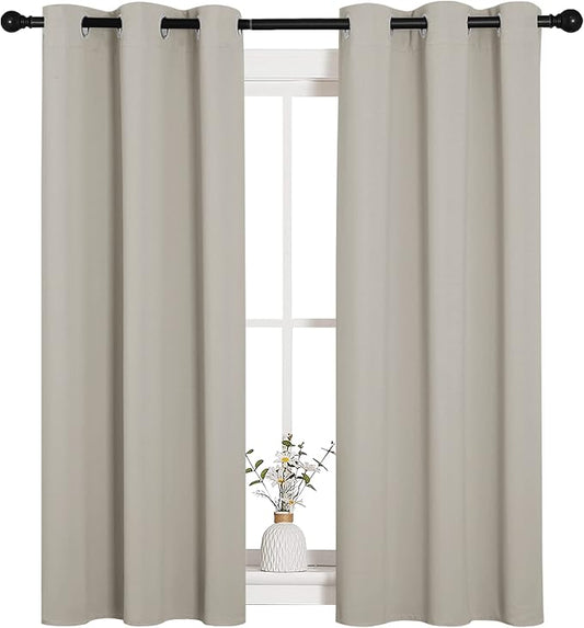 NICETOWN Room Darkening Draperies Window Curtain Panels, Thermal Insulated Grommet Room Darkening Curtains for Bedroom (Natural, 2 Panels, W34 x L54 -inch)