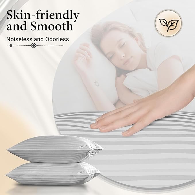 Basic Beyond King Size Pillows - Down Alternative Pillows for Sleeping, Soft King Pillows Set of 2 for Back, Stomach or Side Sleepers, Silver, 20x36 Inches