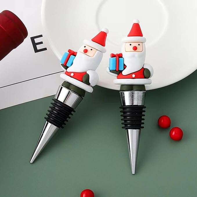 Xmas Decorative Wine Stopper,Cool Wine Bottle Stoppers for Glass Bottles,Crystal Bottle Stopper Fits Standard Bottles,Fancy Decors Wine Tools (Xmas1)