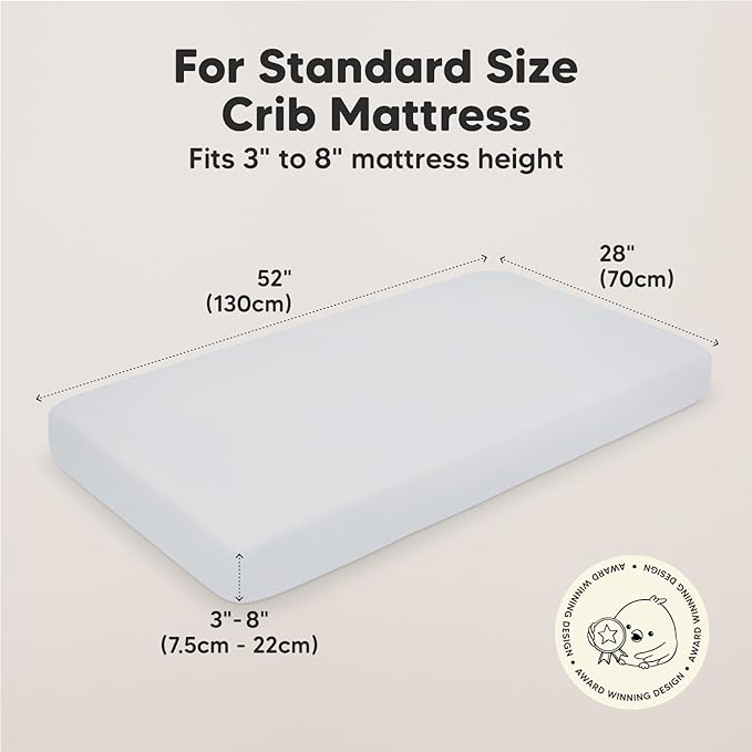 2-Pack Organic Crib Sheets for Boys, Girls - Jersey Fitted Crib Sheet, Baby Crib Sheets Neutral, Crib Mattress Sheet, Cotton Crib Sheets, Breathable Crib Sheet, Baby Mattress Sheets (Cove)