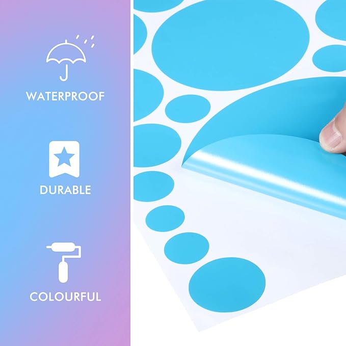 Zonon 264 Pieces Polka Dots Sticker Circle Wall Decal for Bedroom, Playroom Decor Removable Vinyl Stickers Dots Wall Decals