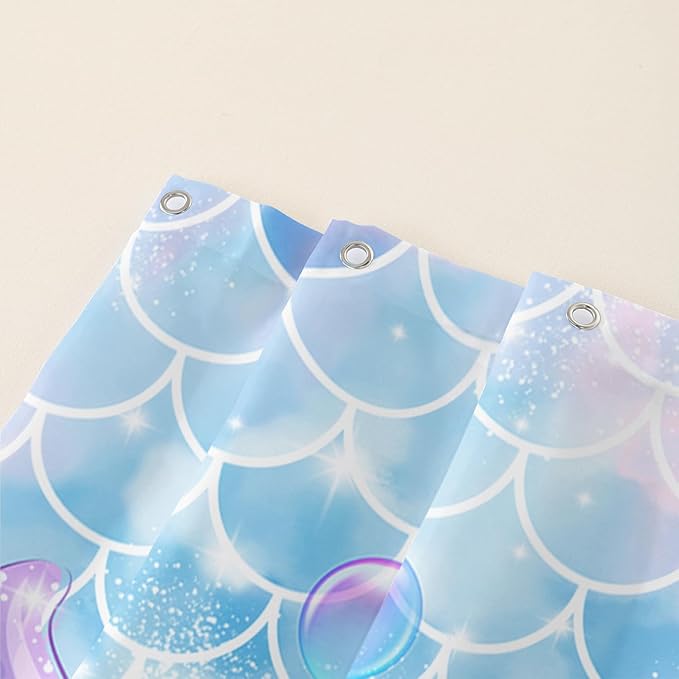 AILONEN Cute Dolphin Shower Curtain,Kawaii Ocean Dolphin Bathroom Curtain for Kids Girls Women,Cartoon Fish Scale Mermaid Bath Curtain 48" W*72" H Polyester Waterproof Shower Curtain with 12 Hooks