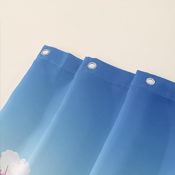 AILONEN Cute Dolphin Shower Curtain,Romantic Pink Sky Clouds Hearts Print Bath Curtain,Blue and Pink Dolphin Shower Curtain Waterproof for Bathroom Decor with 12 Plastic Hooks, 72" W*78" H