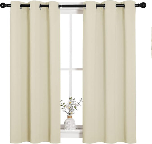 NICETOWN Room Darkening Curtain Panels for Cafe, Thermal Insulated Grommet Top Room Darkening Draperies/Drapes for Window (Beige, 2 Panels, W34 x L45)