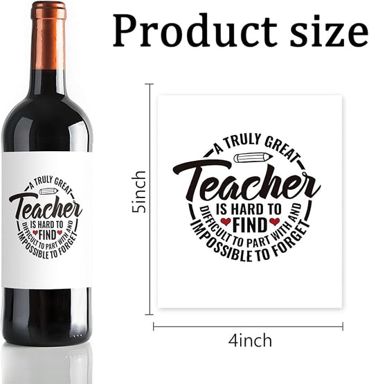 24 Pcs Teacher Thank You Gifts Wine Labels Teacher Appreciation Gifts Wine Bottle Stickers A Truly Great Teacher Wine Labels for Bottles Gifts for Women Men