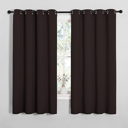 NICETOWN Blackout Curtain Panels for Bedroom Window, Triple Weave Microfiber Energy Saving Thermal Insulated Blackout Draperies and Drapes(2 PCs, 55 inches by 68 inches Each Panel, Toffee Brown)