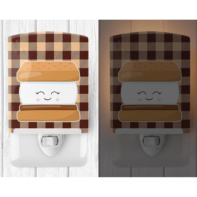 Caroline's Treasures BB9137CNL Smores Ceramic Night Light Compact, UL-Certified, Ideal for Bedroom, Bathroom, Nursery, Hallway, Kitchen, 6x4x3, Multicolor