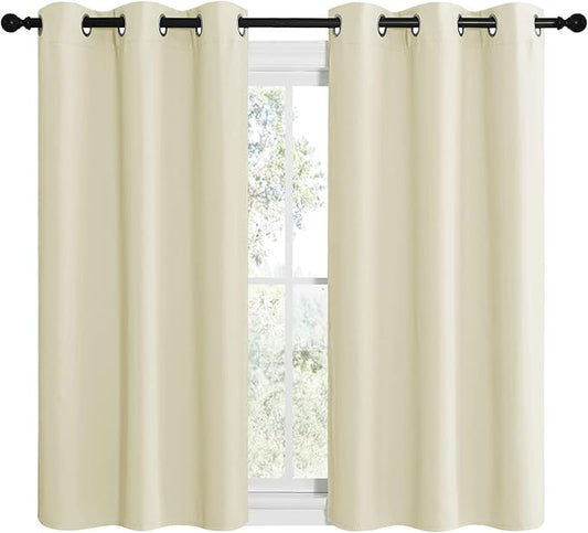 NICETOWN Kitchen Curtains for Decoration, Thermal Insulated Grommet Room Darkening Draperies/Panels for Laundry (Beige, 2 Panels, W42 x L48 inches)