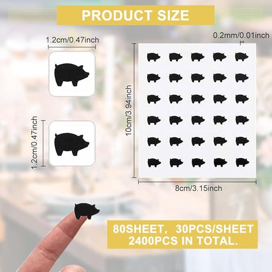 OLYCRAFT 2400pcs Black Meal Stickers 0.5 inch Menu Choices Sticker Pig Pattern Meal Stickers for Place Cards Wedding Meal Indicator Stickers Meal Choice Stickers for Banquet