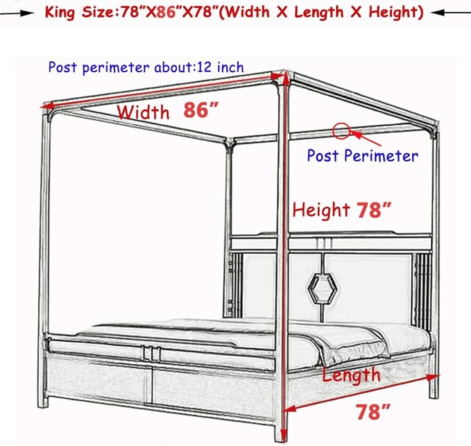 Elegant Lace Princess 4 Corner Post Mosquito Net Romantic for Girls Women Bed Curtain Canopy for Adult Wedding Bedroom Kids Rooms Decoration (Type3-Beige-White, King)