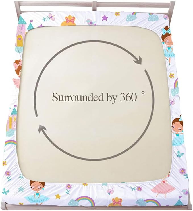 Princess Fitted Sheet Set Twin for Kids Girls Teens Crown Castle Pattern Bed Sheet 2 Piece 3D Print Pink Dreaming Style Sheet Set