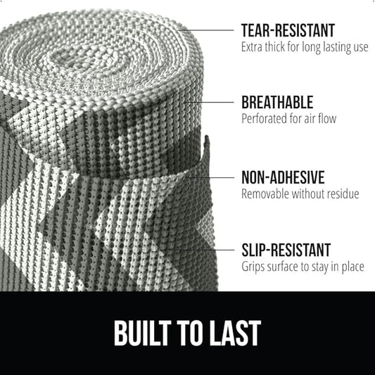 Gorilla Grip powerGRIP Drawer Shelf and Cabinet Liner, Thick Strong Hold, Non-Adhesive Liners Protect Kitchen Cabinets and Cupboard, Bathroom Drawers, Easy Install, Breathable Mat, 20" x30', Chevron