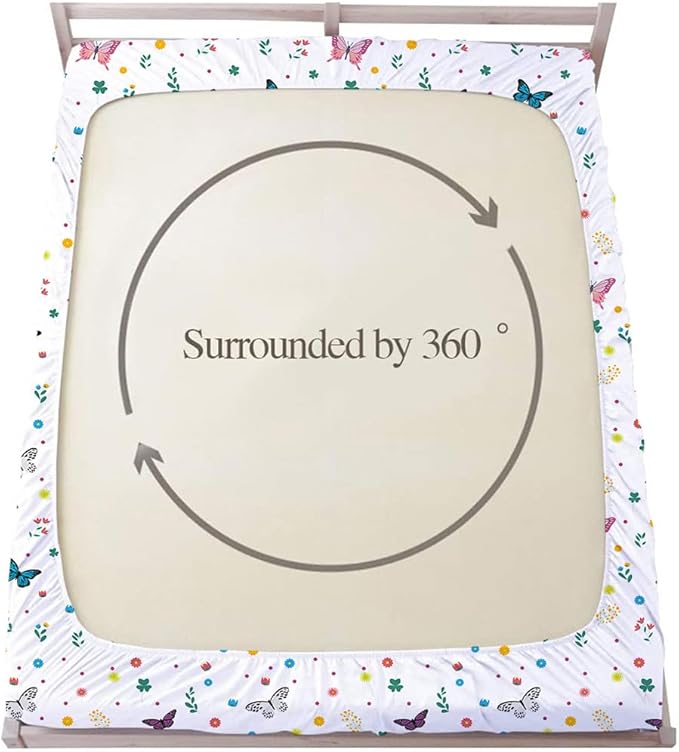 Kids Butterfly Fitted Sheet Set Full for Girls Teens Colorful Flowers Pattern Bed Sheet 2 Piece 3D Print Dreaming Style Sheet Set