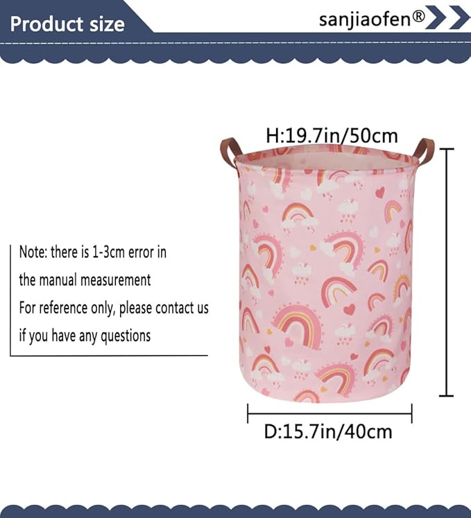 Pink Hamper,Rainbow Laundry Basket Collapsible Girls Storage Baskets for Kids Room Decor,Toy Organizer,Gift Hamper(Pink hamper) …