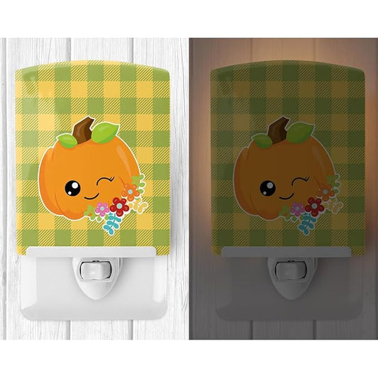 Caroline's Treasures BB6792CNL Mr. Winky Pumpkin Ceramic Night Light Compact, UL-Certified, Ideal for Bedroom, Bathroom, Nursery, Hallway, Kitchen, 6x4x3, Multicolor