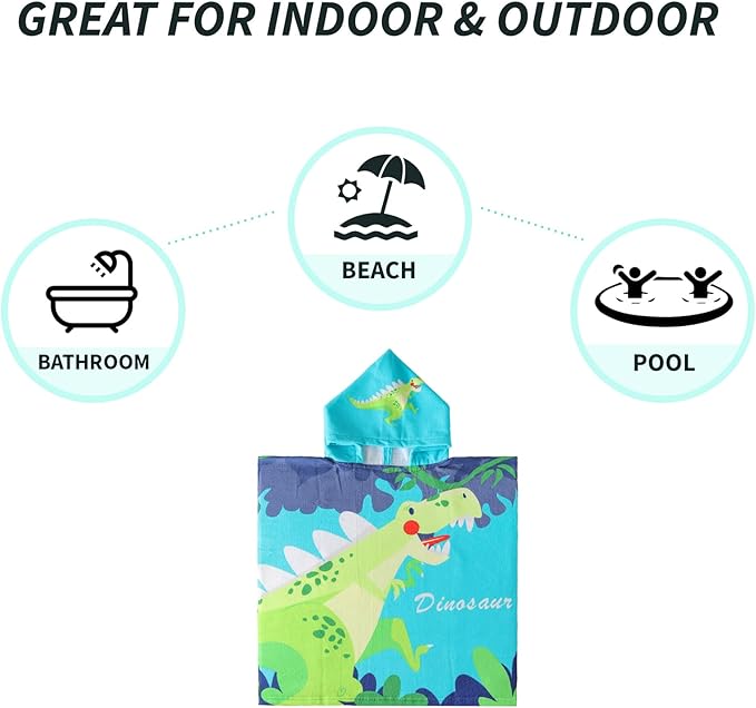 NovForth Kids Beach Towel for Boys Girls, Hooded Bath Towel Wrap, Toddler Pool Towel with Hood