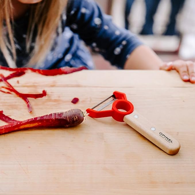 Opinel Le Petit Chef Peeler For Children and Teaching Food Prep and Kitchen Safety, Made in France