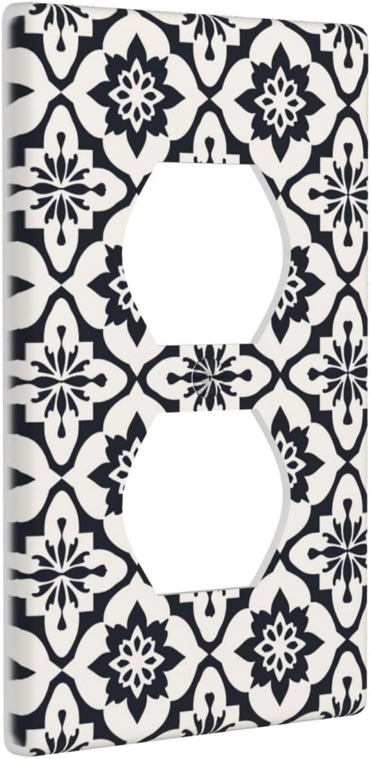 Black And White Duplex Electrical Outlet Funny Plastic Wall Plate Decorative Light Switch Cover For Women Girls Bedroom Kitchen Living Room