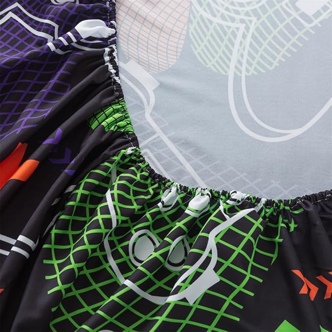 qjmiaofang Gamer Sheets Queen for Boys Gamer Sheet Set Video Game Bed Sheet Set 4Pieces Gaming Sheets Queen Gamer Fitted Sheet Gaming Bedding Set 1 Fitted Sheet 1 Flat Sheet 2 Pillowcase