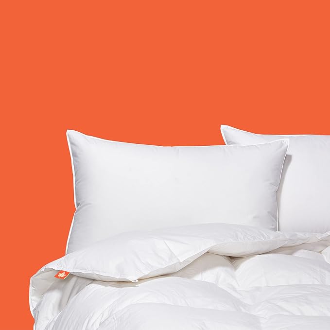 Canadian Down & Feather Co. – Medium 625 Fill Power White Down Sleeping Pillow King Size - 500 Thread Count Shell 100% Cotton - Made in Canada