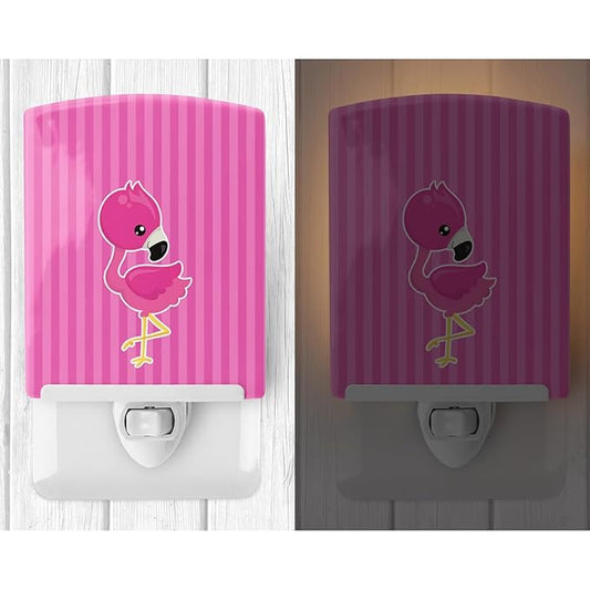 Caroline's Treasures BB8765CNL Flamingo #1 Ceramic Night Light Compact, UL-Certified, Ideal for Bedroom, Bathroom, Nursery, Hallway, Kitchen, 6x4x3, Multicolor