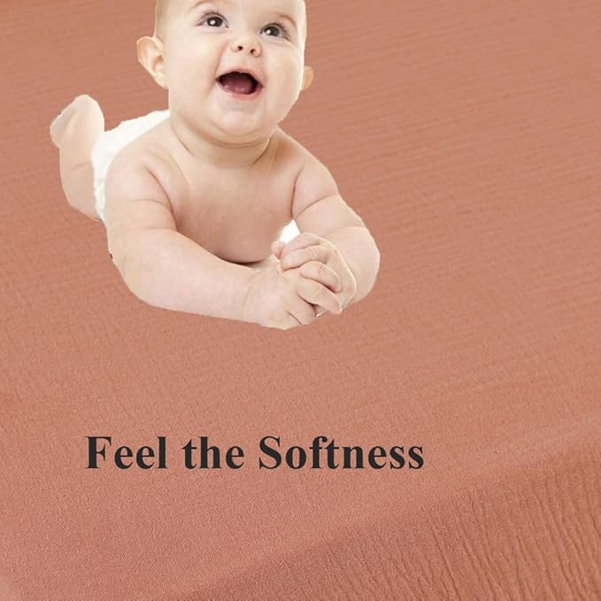 Muslin Square Playard/Playpen Fitted Sheets, Perfect for 36 X 36 Inch Portable Playard Soft 100% Cotton Fog & Brown