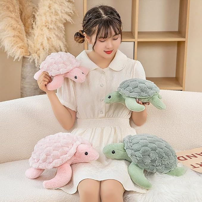 Small Turtle Plush, Sea Turtle Stuffed Animals, Soft Plush Sea Animals Plush Toy Cute Tortoise Plushies Pillow Gifts for Kids Adults (Green 15 in)