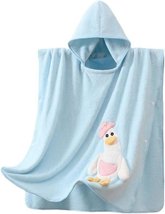 Toddler Beach Towel with Hood Kids Waffle Swim Cover Up Bath Towel Surf Poncho Boys Girls Hooded Beach Towel (C Blue, One Size)