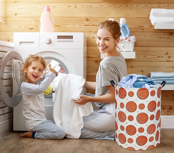 Basketball Kids Laundry Basket Baby Hamper Basketball Toy Storage Bin for Boys Room Decor Baby Nursery Hamper Gift Baskets for Bedroom Bathroom(Basketball)