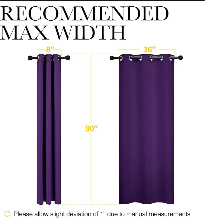 NICETOWN Thick Blackout Curtain and Drapes - Thermal Insulated Grommet Top Window Draperies for Bedroom, Block Out Light Curtain Panel (Royal Purple, 42 x 90, Pack of 2)