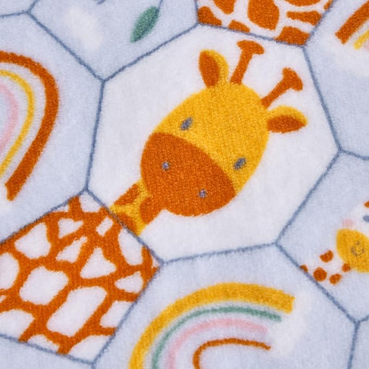 DaysU Plush Flannel Sherpa Baby Blanket for Girls Boys, Portable Reversible Soft Micro Fleece Baby Crib Throw Blanket with Animal Print for Newborn and Nursery, Giraffe, 30"x40"