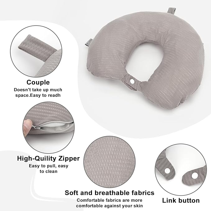 Travel Neck Pillow Cover Neck Pillow Replacement Cover Travel U Neck Pillow Case Cover Soft and Smooth Neck Pillow Cover Brown (Only Pillow Cover, No Filler)