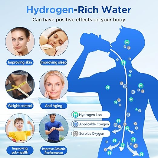 Hydrogen Water Bottle, Portable Rechargeable Hydrogen Water Bottle Generator, 3 Min Quick Electrolysis Hydrogen Rich Water Bottle 460ml for Travel Office Exercise Daily Drinking (Silver)