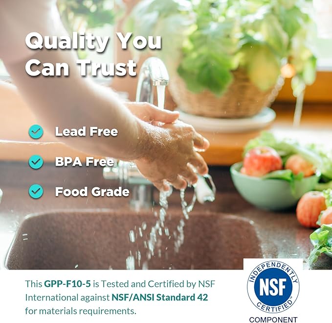 SimPure Grooved Sediment Water Filter Cartridge, 5 Micron Whole House Water Filter Universal Replacement 10"x2.5" for 10 inch RO Unit, Whole House Under-Sink Filtration System (4 Pack)