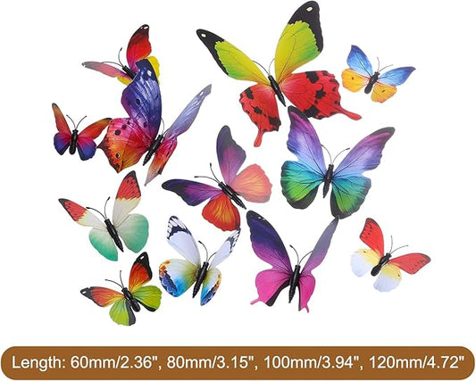 uxcell 120Pcs 3D Beautiful Butterfly Removable DIY Wall Stickers for Bedroom Living Room TV Background Decorations, Rainbow