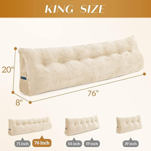 Triangular Wedge Headboard Pillow Large Bolster Bed Rest Reading Pillow Backrest Positioning Support Bolster Cushion with Removable Cover