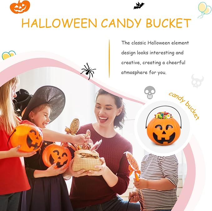 Toyvian Mini Halloween Portable Pumpkin Bucket, 20PCS 2.75 inches Small Halloween Pumpkin Candy Buckets Children Trick or Treat Bags