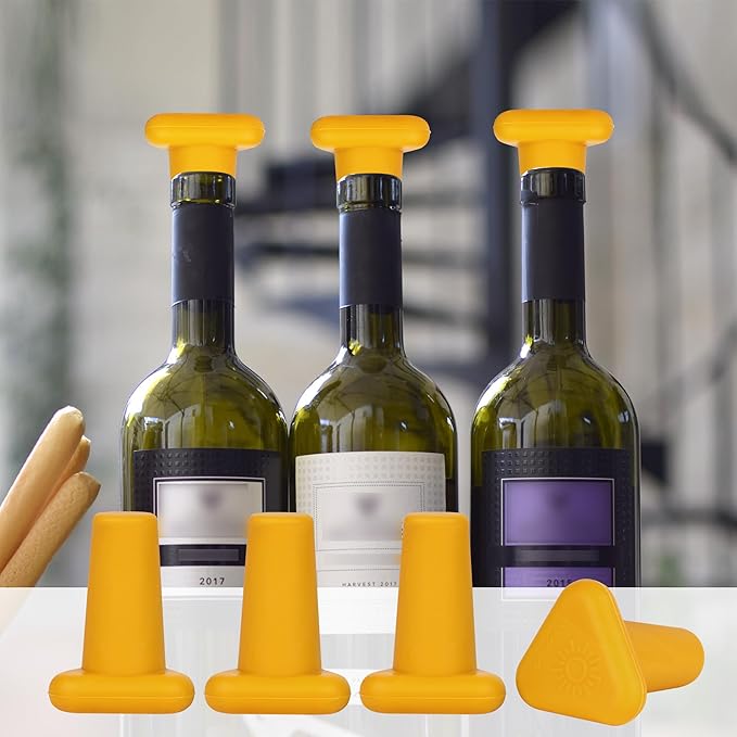 Wine Stoppers,Set of 4 Silicone Corks - Uncork,Heavy-Duty for all Bottles