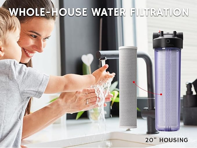 Airthereal 20" x 4.5" Whole House Sediment Activated Carbon Water Filter, 5 Micron 20-inch CTO Water Filter Replacement Cartridge for City and Well Water, 4-Pack