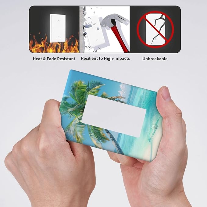 Beach Palm Tree Toggle Funny Plastic Wall Plate Decorative Single Rocker Light Switch Cover For Women Girls Bedroom Kitchen Living Room