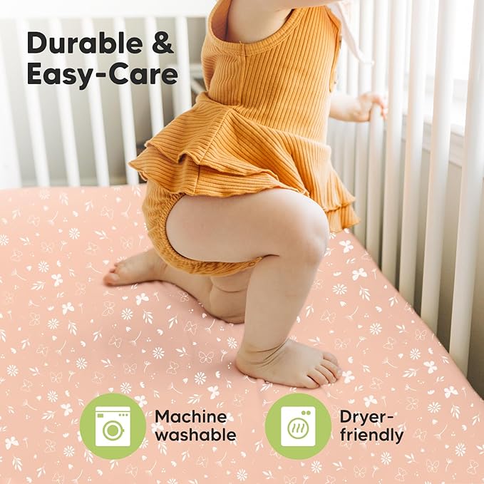 2-Pack Crib Sheets for Boys,Girls - Viscose Derived from Bamboo Fitted Crib Sheet, Organic Baby Crib Sheets, Crib Mattress Sheet,Toddler Bed Sheets,Baby Sheets for Crib Fitted Sheets(Butterflies)