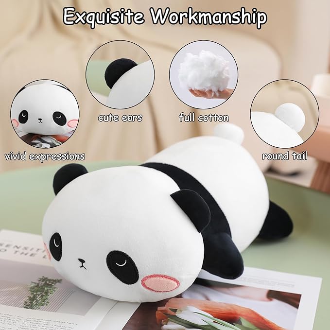 SQEQE Weighted Panda Plush, Weighted Panda Stuffed Animal for Anxiety, Cute Panda Plushies Soft Panda Bear Pillow Toy Gift for Kids Adults 9.8 Inch, 0.8 lbs