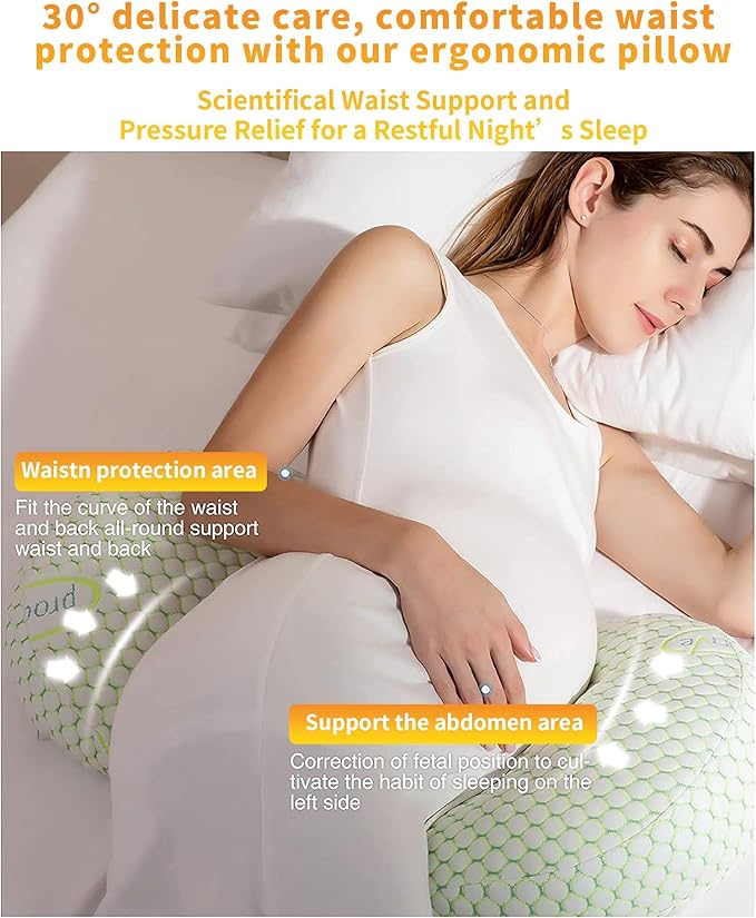 Pregnancy Pillows for Sleeping, Soft Pregnancy Pillow Side Sleeper with Detachable and Adjustable Pillow Cover, Maternity Body Pillow for Pregnancy Belly/Back Support