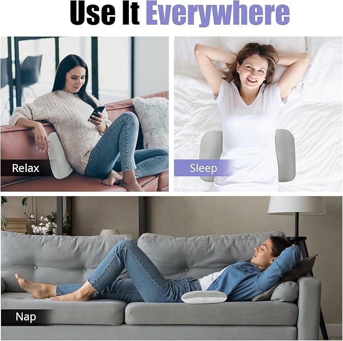 BALAPET Breathable Lumbar Support Pillow for Bed, Adjustable Shredded Memory Foam Lumbar Pillow for Sleeping, Relieve Back & Lumbar Pressure Perfect for Office Chairs Car Seats Beds