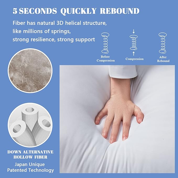 Homemate Bed Pillows for Sleeping - King Size(20"x36") Set of 2 Hotel Quality Pillows Allergy Friendly Microfiber Shell Fluffy Down Alternative Filling Pillow Suitable Back Stomach or Side Sleepers