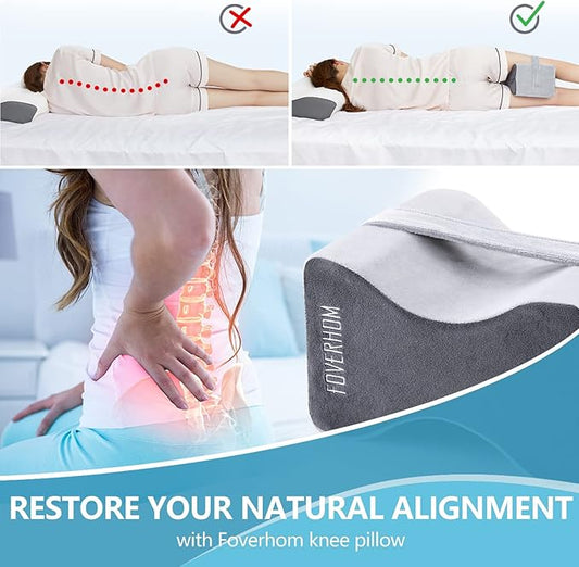 foverhom Memory Foam Knee Pillow,Orthopedic Leg Pillow for Sciatica Relief,Back Pain, Pregnancy, Leg Pain, Hip Pain and Sciatica Relief